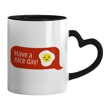 Have a nice day Emoji, Mug heart black handle, ceramic, 330ml