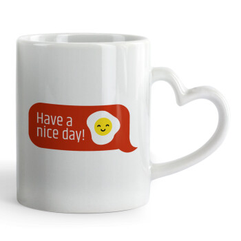 Have a nice day Emoji, Mug heart handle, ceramic, 330ml