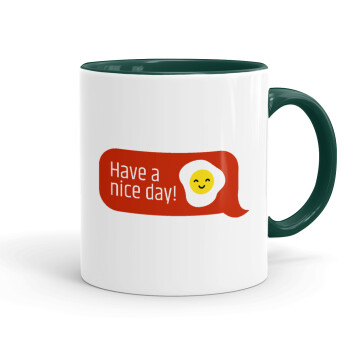 Have a nice day Emoji, Mug colored green, ceramic, 330ml