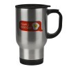 Stainless steel travel mug with lid, double wall 450ml