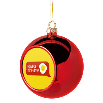 Have a nice day Emoji, Χριστουγεννιάτικη μπάλα δένδρου Κόκκινη 8cm