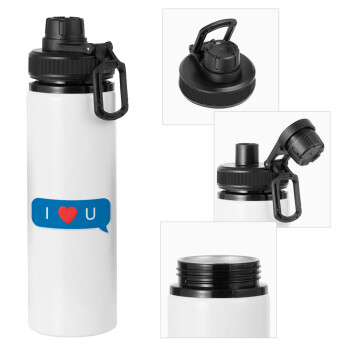 I Love You text message, Metal water bottle with safety cap, aluminum 850ml