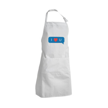 I Love You text message, Adult Chef Apron (with sliders and 2 pockets)