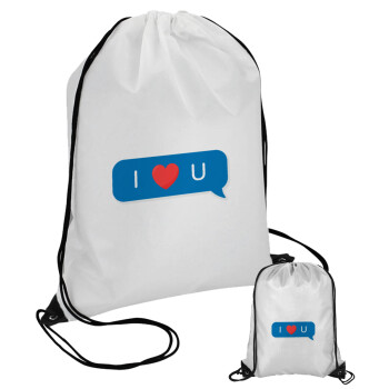 I Love You text message, Pouch bag with black cords (1 piece)