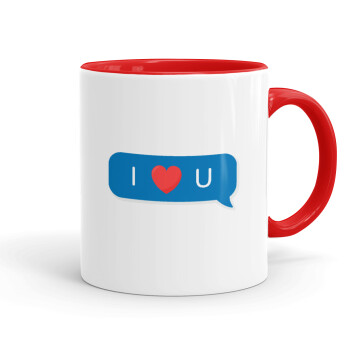 I Love You text message, Mug colored red, ceramic, 330ml