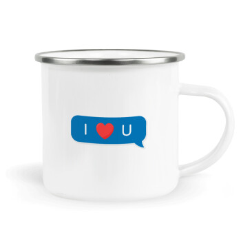 I Love You text message, Metallic enamel cup white 360ml