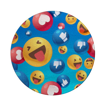 3D Emoji Collection, Επιφάνεια κοπής γυάλινη στρογγυλή (30cm)