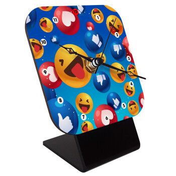 3D Emoji Collection, Quartz Wooden table clock with hands (10cm)