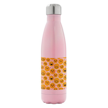 Emojis Love, Metal mug thermos Pink Iridiscent (Stainless steel), double wall, 500ml