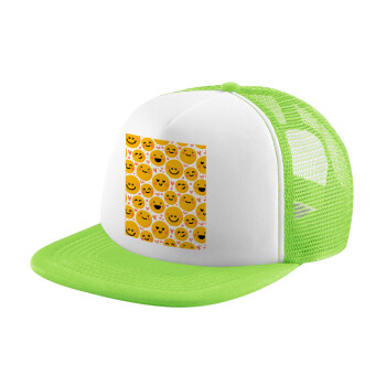 Emojis Love, Child's Soft Trucker Hat with Green/White Mesh (POLYESTER, CHILDREN'S, ONE SIZE)