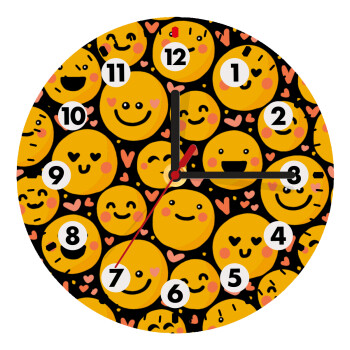 Emojis Love, Ρολόι τοίχου ξύλινο (20cm)