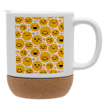 Emojis Love, Ceramic coffee mug Cork (MAT), 330ml (1pcs)