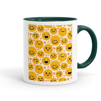 Emojis Love, Κούπα χρωματιστή πράσινη, κεραμική, 330ml