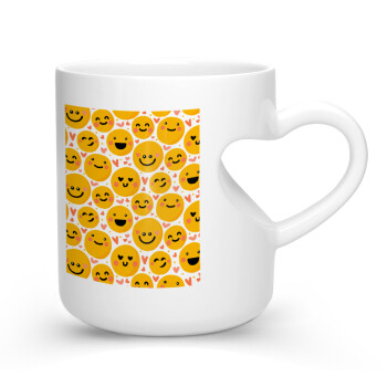 Emojis Love, Κούπα καρδιά λευκή, κεραμική, 330ml