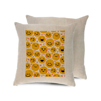 Emojis Love, Μαξιλάρι καναπέ ΛΙΝΟ 40x40cm περιέχεται το  γέμισμα