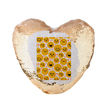 Emojis Love, Μαξιλάρι καναπέ καρδιά Μαγικό Χρυσό με πούλιες 40x40cm περιέχεται το  γέμισμα