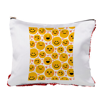 Emojis Love, Red sequin cosmetic bag