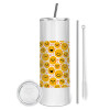 Eco friendly stainless steel tumbler 600ml, with metal straw & cleaning brush