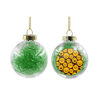Emojis Love, Χριστουγεννιάτικη μπάλα δένδρου διάφανη με πράσινο γέμισμα 8cm