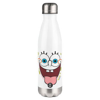 SpongeBob SquarePants smile, Metal mug thermos White (Stainless steel), double wall, 500ml