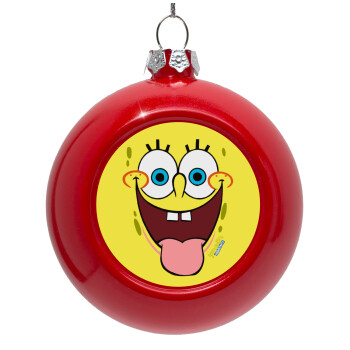 SpongeBob SquarePants smile, Red Christmas tree ornament bauble 8cm