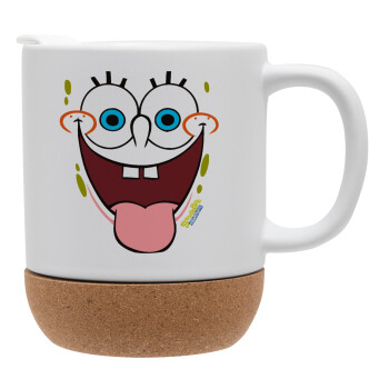 SpongeBob SquarePants smile, Ceramic coffee mug Cork (MAT), 330ml (1pcs)