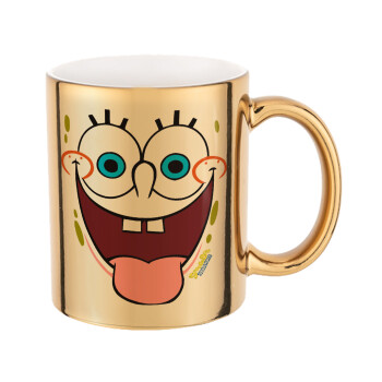SpongeBob SquarePants smile, Mug ceramic, gold mirror, 330ml
