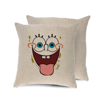 SpongeBob SquarePants smile, Μαξιλάρι καναπέ ΛΙΝΟ 40x40cm περιέχεται το  γέμισμα