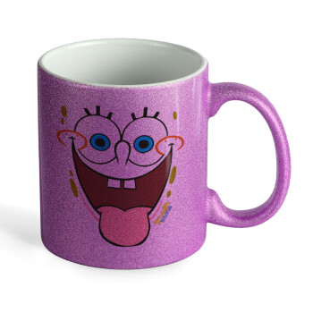 SpongeBob SquarePants smile, Κούπα Μωβ Glitter που γυαλίζει, κεραμική, 330ml