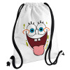 Backpack pouch GYMBAG white, with pocket (40x48cm) & thick cords