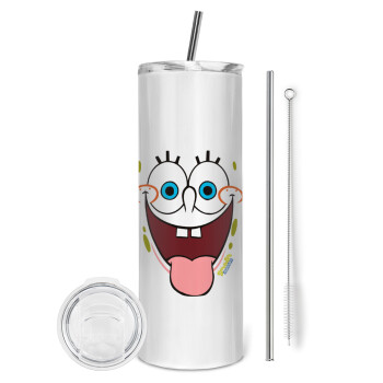 SpongeBob SquarePants smile, Tumbler stainless steel 600ml, with metal straw & cleaning brush