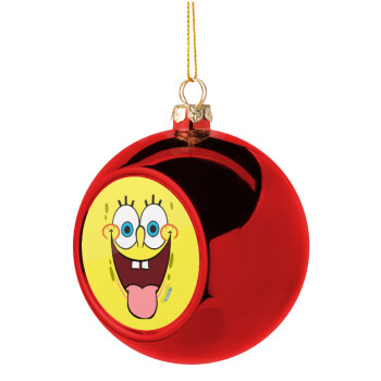SpongeBob SquarePants smile, Χριστουγεννιάτικη μπάλα δένδρου Κόκκινη 8cm