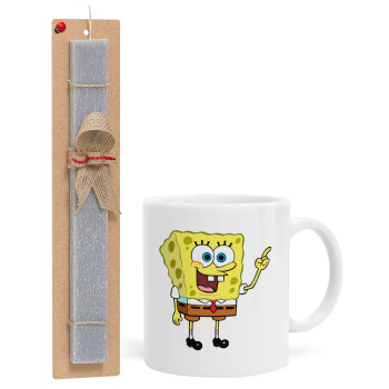 SpongeBob SquarePants character, Πασχαλινό Σετ, Κούπα κεραμική (330ml) & πασχαλινή λαμπάδα αρωματική πλακέ (30cm) (ΓΚΡΙ)