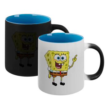 SpongeBob SquarePants character, Κούπα Μαγική εσωτερικό μπλε, κεραμική 330ml που αλλάζει χρώμα με το ζεστό ρόφημα