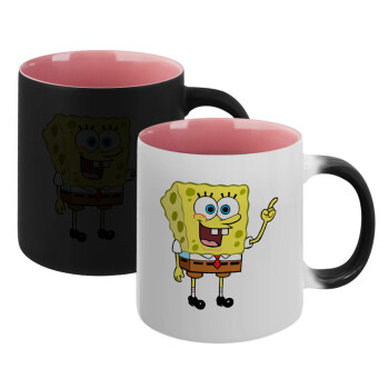 SpongeBob SquarePants character, Κούπα Μαγική εσωτερικό ΡΟΖ, κεραμική 330ml που αλλάζει χρώμα με το ζεστό ρόφημα (1 τεμάχιο)