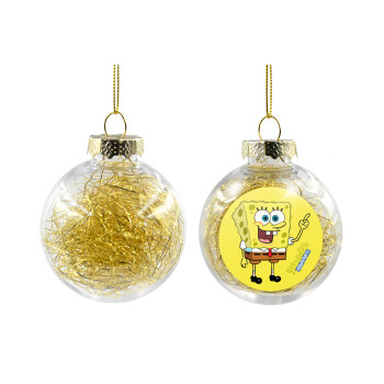 SpongeBob SquarePants character, Transparent Christmas tree ball ornament with gold filling 8cm