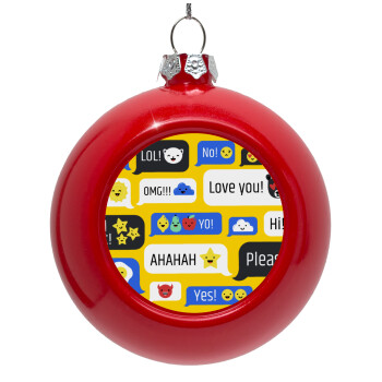 Emoji's text messages, Red Christmas tree ornament bauble 8cm