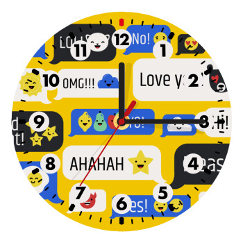 Emoji's text messages, Wooden wall clock (20cm)