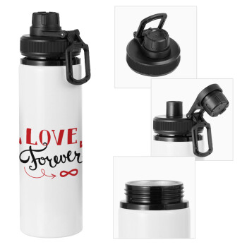 Love forever ∞, Metal water bottle with safety cap, aluminum 850ml