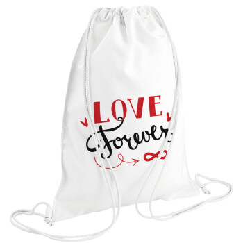 Love forever ∞, Backpack pouch GYMBAG white (28x40cm)