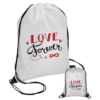 Love forever ∞, Τσάντα πουγκί με μαύρα κορδόνια (1 τεμάχιο)