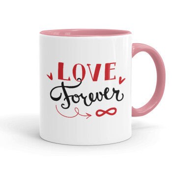 Love forever ∞, Κούπα χρωματιστή ροζ, κεραμική, 330ml