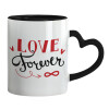 Mug heart black handle, ceramic, 330ml