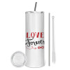 Eco friendly stainless steel tumbler 600ml, with metal straw & cleaning brush