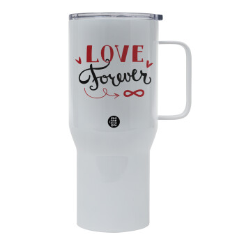 Love forever ∞, Mega Stainless steel Tumbler with lid, double wall 750L