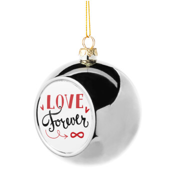 Love forever ∞, Silver 8cm Christmas tree ball ornament