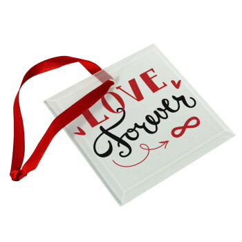 Love forever ∞, Christmas ornament, glass square ornament 9x9cm