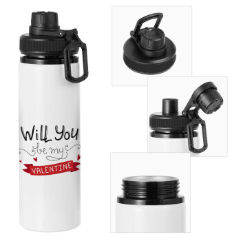 Will you be my Valentine???, Metal water bottle with safety cap, aluminum 850ml