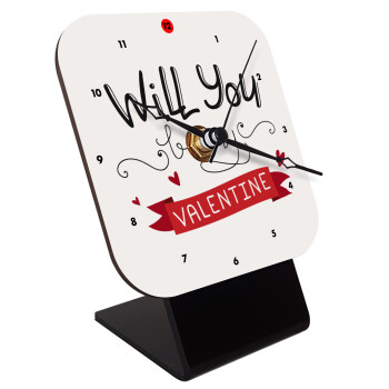 Will you be my Valentine???, Επιτραπέζιο ρολόι ξύλινο με δείκτες (10cm)