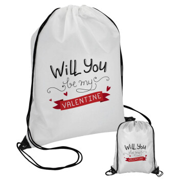 Will you be my Valentine???, Pouch bag with black cords (1 piece)